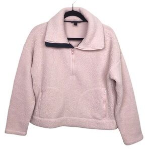 J Crew Pink Crop Half Zip Polartec Fleece Pullover Sweater